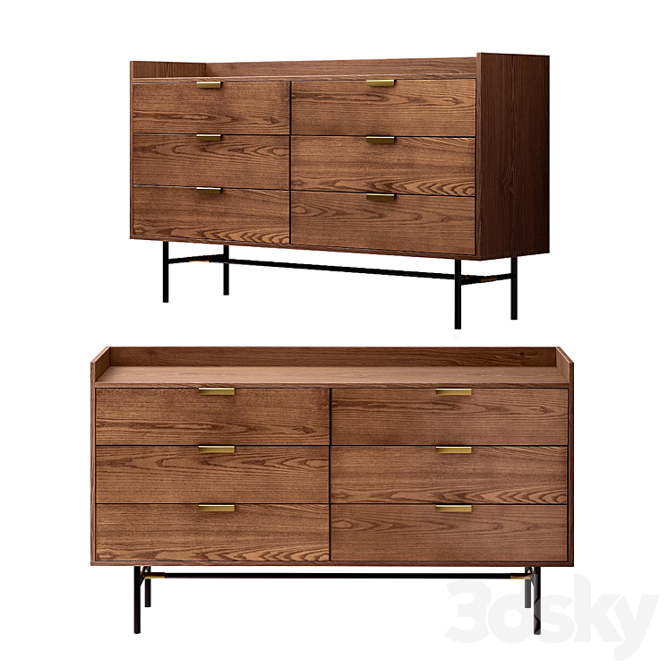 Chest of 6 drawers La Redoute Botello 3DS Max - thumbnail 1