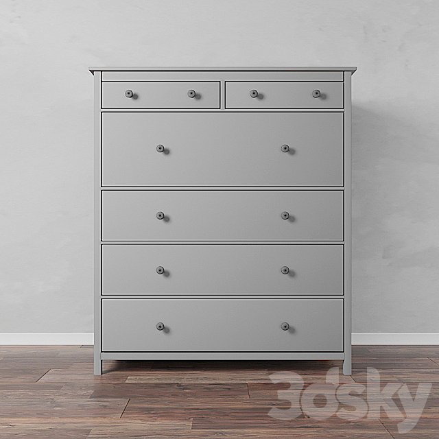 Chest of 6 drawers white stain. HEMNES IKEA HEMNES 3DS Max Model - thumbnail 2