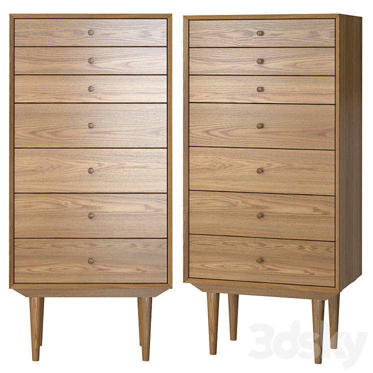 Chest of 7 drawers Quilda 3DS Max Model - thumbnail 1