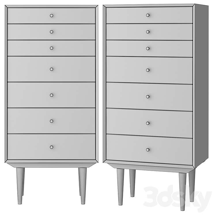 Chest of 7 drawers Quilda 3DS Max Model - thumbnail 2