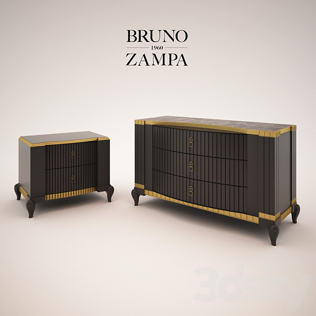 Chest of drawers and bedside cabinet Bruno Zampa 3ds Max - thumbnail 1