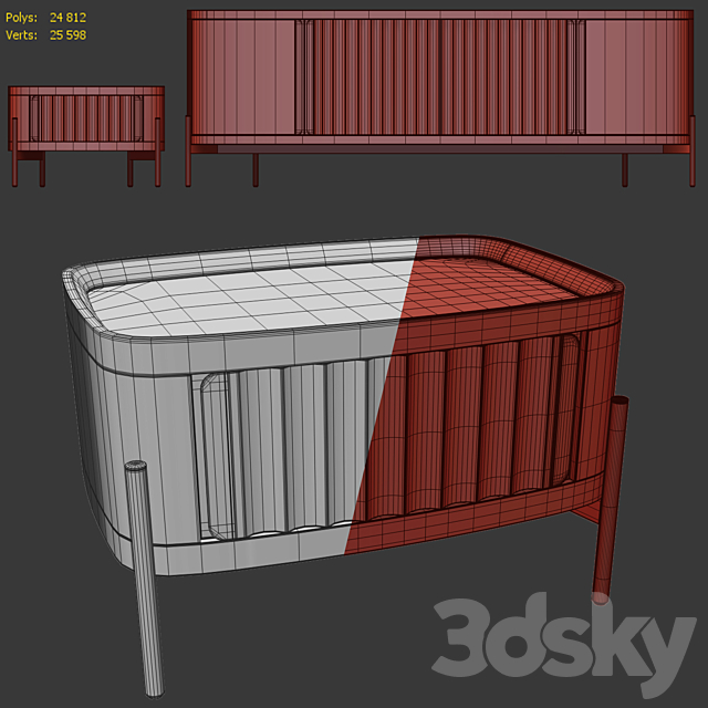 Chest of drawers and bedside table Amour. Sideboard. nightstand by SAFA 3DSMax File - thumbnail 4