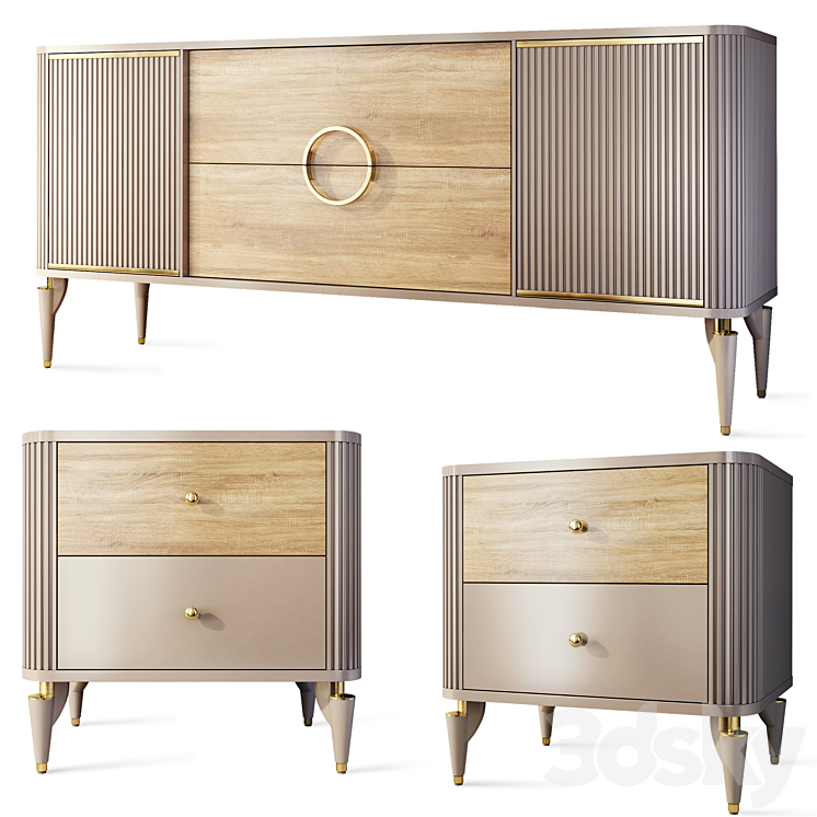 Chest of drawers and bedside table Art Deco Sanvito. Nightstand sideboard Bellona 3DS Max Model - thumbnail 1