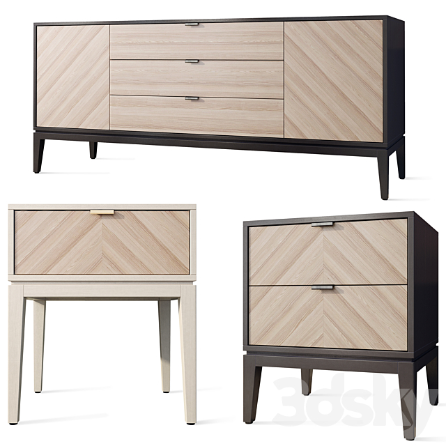 Chest of drawers and bedside table Fjord Ellipse Furniture 3ds Max - thumbnail 1