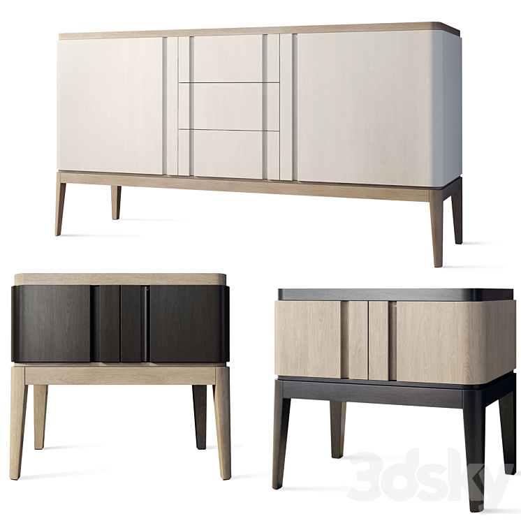 Chest of drawers and bedside table Icons Panormo 3DS Max Model - thumbnail 3