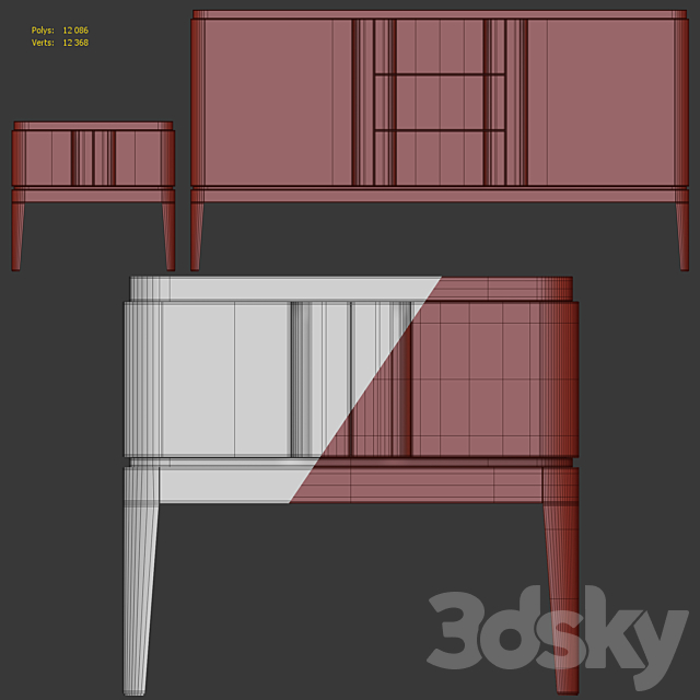 Chest of drawers and bedside table Icons Panormo 3DSMax File - thumbnail 5