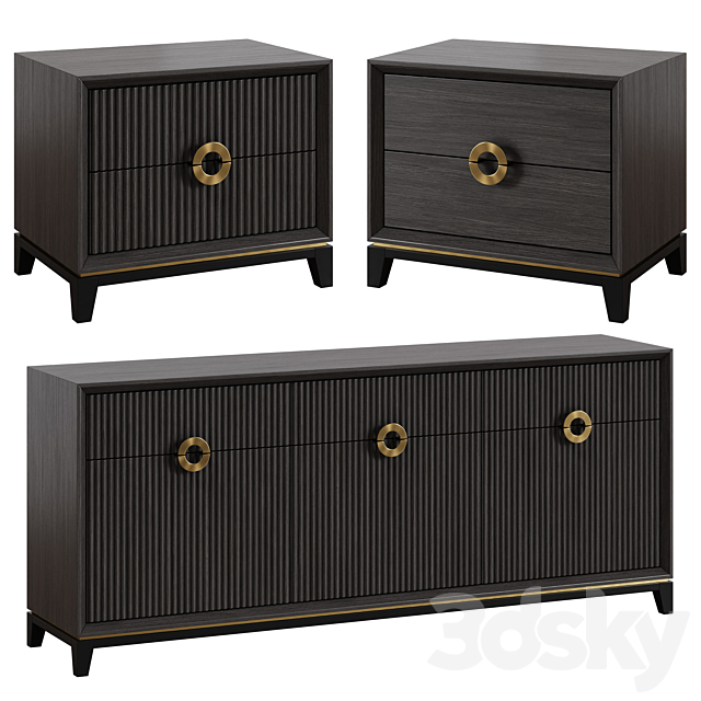 Chest of drawers and bedside table in Art Deco style 11 3ds Max - thumbnail 2