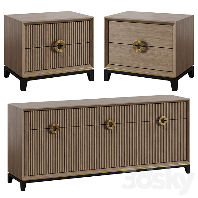 Chest of drawers and bedside table in Art Deco style 11 3ds Max - thumbnail 3