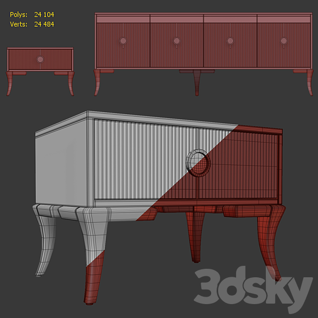 Chest of drawers and bedside table Keops. Nightstand sideboard by Medusa Home 3DS Max Model - thumbnail 4