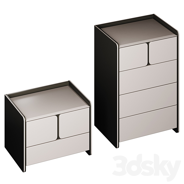 Chest of drawers and bedside table Milan 3ds Max - thumbnail 1