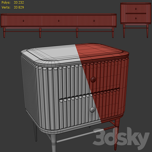 Chest of drawers and bedside tables Art Deco 03. Nightstand Tvstand by LaLume 3DS Max Model - thumbnail 5