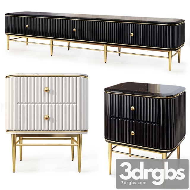 Chest of drawers and bedside tables art deco 03. nightstand, tvstand by lalume - thumbnail 1