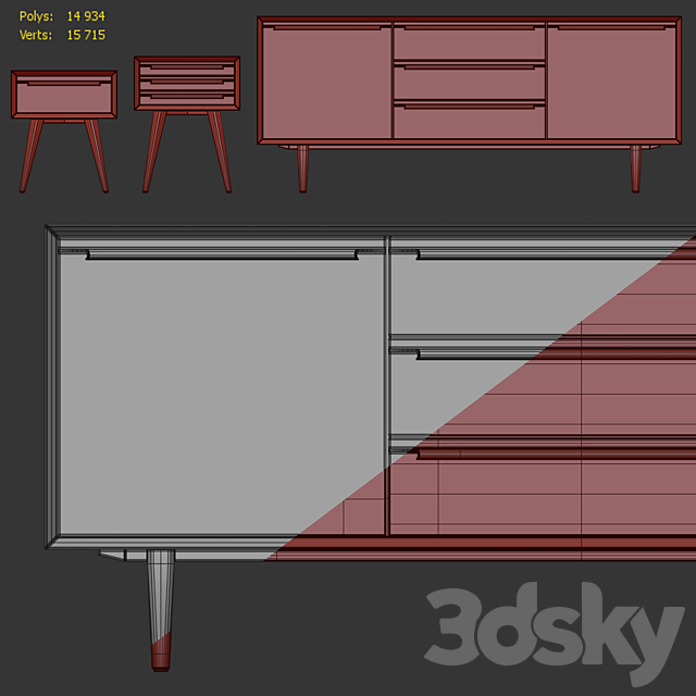 Chest of drawers and cabinet Bruni (180). Tvstand. nightstand Bruni by Etg-Home 3DSMax File - thumbnail 4