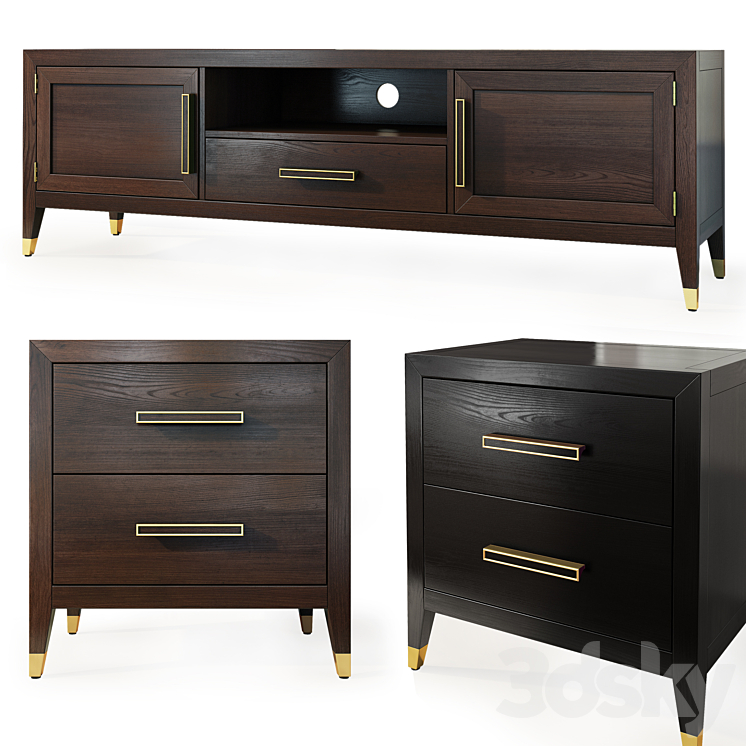 Chest of drawers and dresser Deco MiK. Tvstand nightstand 3DS Max - thumbnail 1