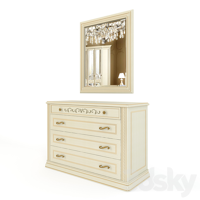 Chest of drawers and Mirror Siena Avorio 3DSMax File - thumbnail 1