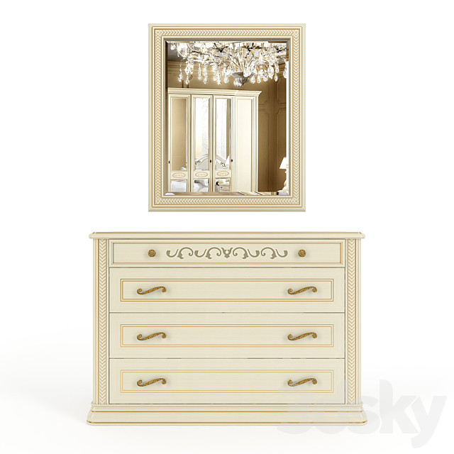 Chest of drawers and Mirror Siena Avorio 3DSMax File - thumbnail 2