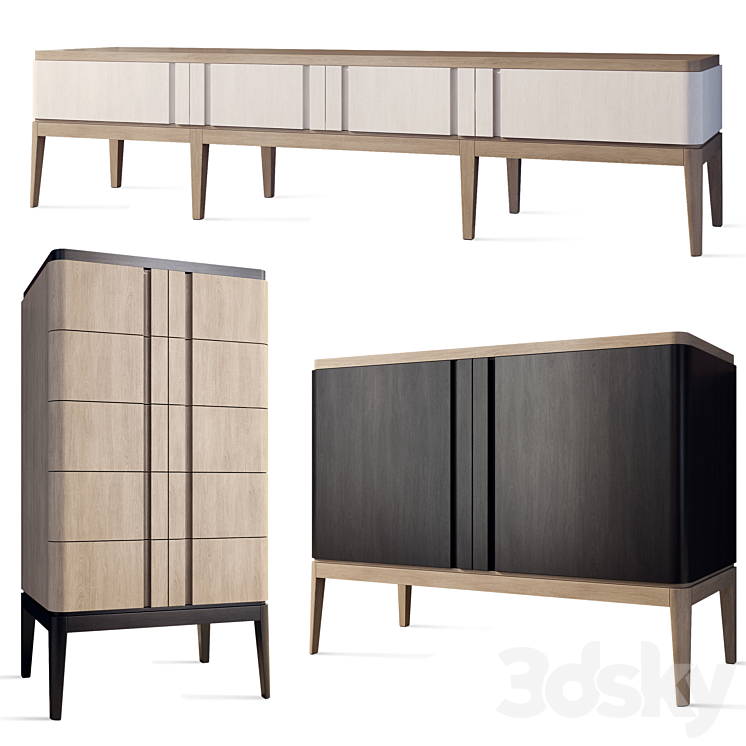 Chest of drawers and TV cabinet line Ellipse Furniture 3DS Max Model - thumbnail 1