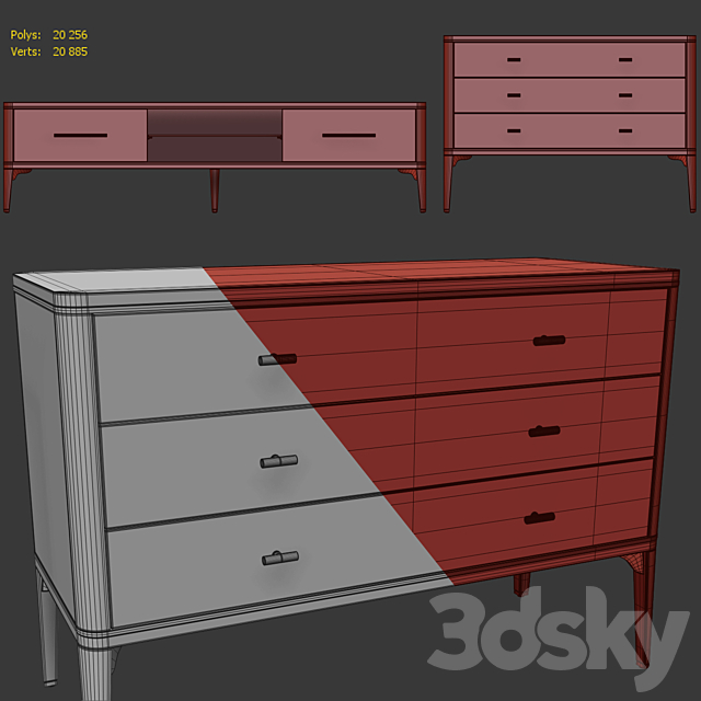 Chest of drawers and TV stand Raum. Dresser. tvstand by Enza Home 3DSMax File - thumbnail 4