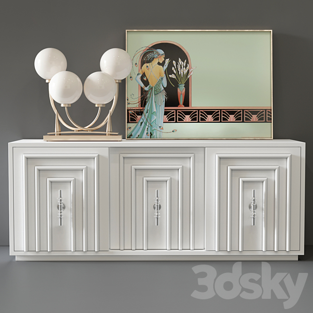 Chest of drawers Art Deco 3 Door Credenza 3DSMax File - thumbnail 1