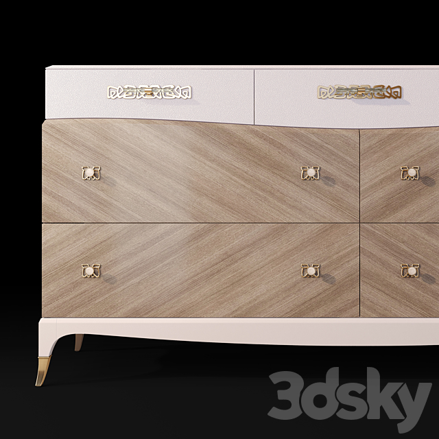 Chest of drawers bedside table Tempo Caracole Classic 3DS Max Model - thumbnail 2