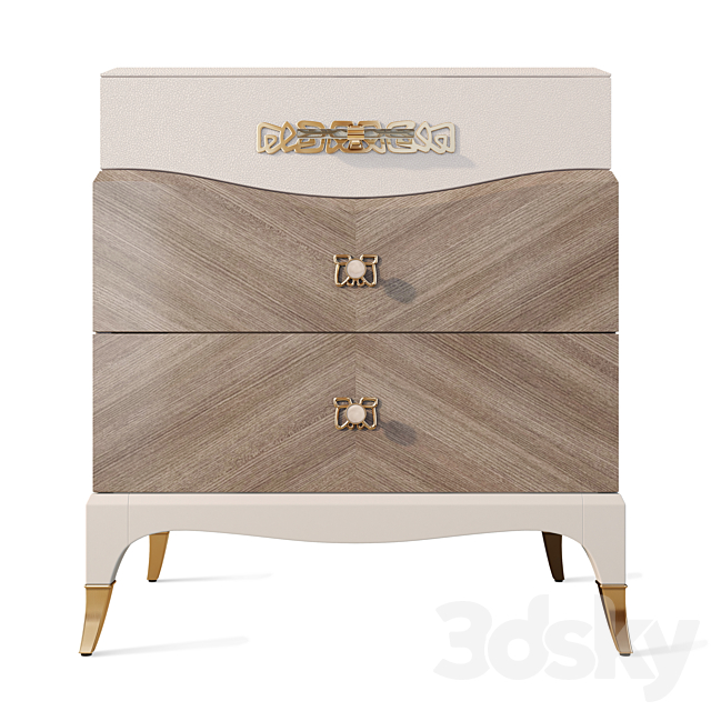 Chest of drawers bedside table Tempo Caracole Classic 3DS Max Model - thumbnail 3