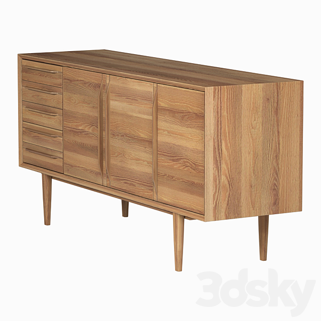 Chest of drawers Bruni _ Bruni Black three doors 160 * 75 * 45 cm 3DS Max Model - thumbnail 2