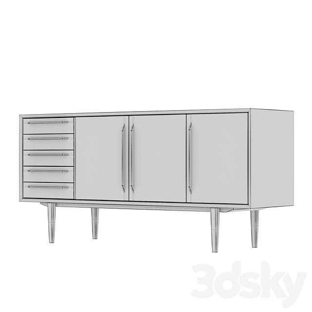 Chest of drawers Bruni _ Bruni Black three doors 160 * 75 * 45 cm 3DS Max Model - thumbnail 4