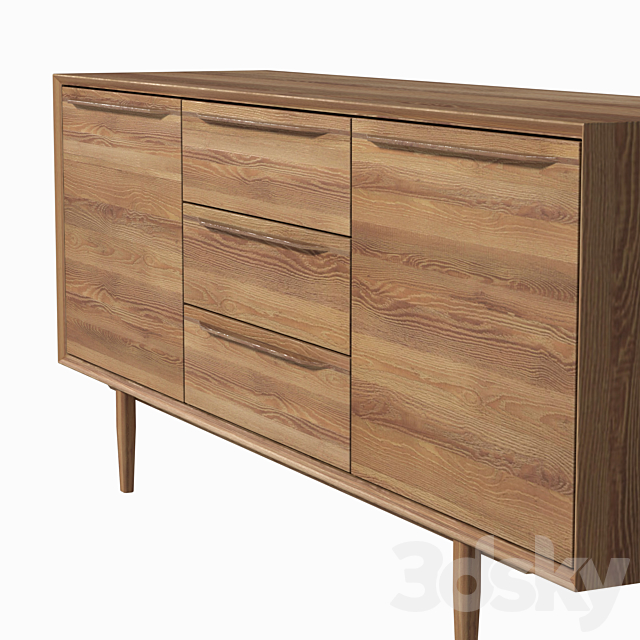 Chest of drawers Bruni with three drawers and doors 180 * 75 * 45 cm 3DS Max Model - thumbnail 2