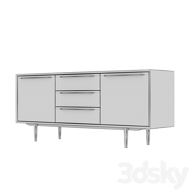 Chest of drawers Bruni with three drawers and doors 180 * 75 * 45 cm 3DS Max Model - thumbnail 3