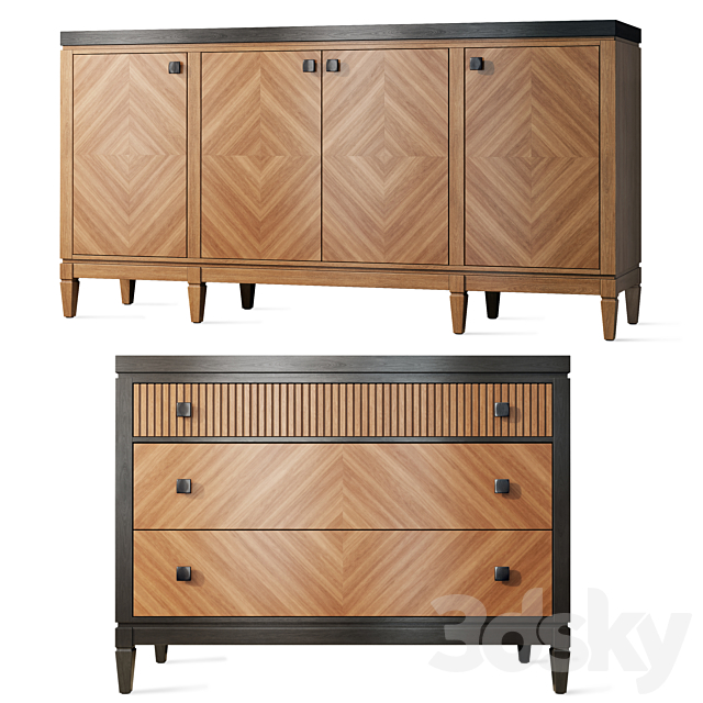 Chest of drawers buffet Foxtrot Siver Dresser sideboard 3ds Max - thumbnail 1