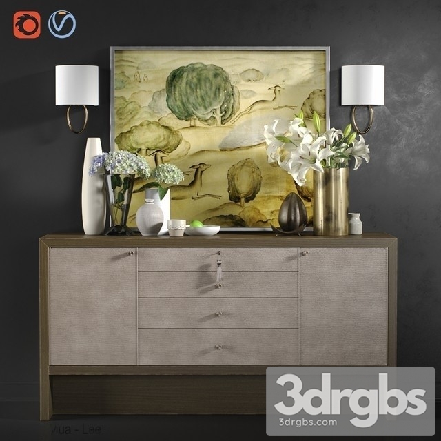 Chest Of Drawers Carmel Console With Decor 3dsmax Download - thumbnail 1