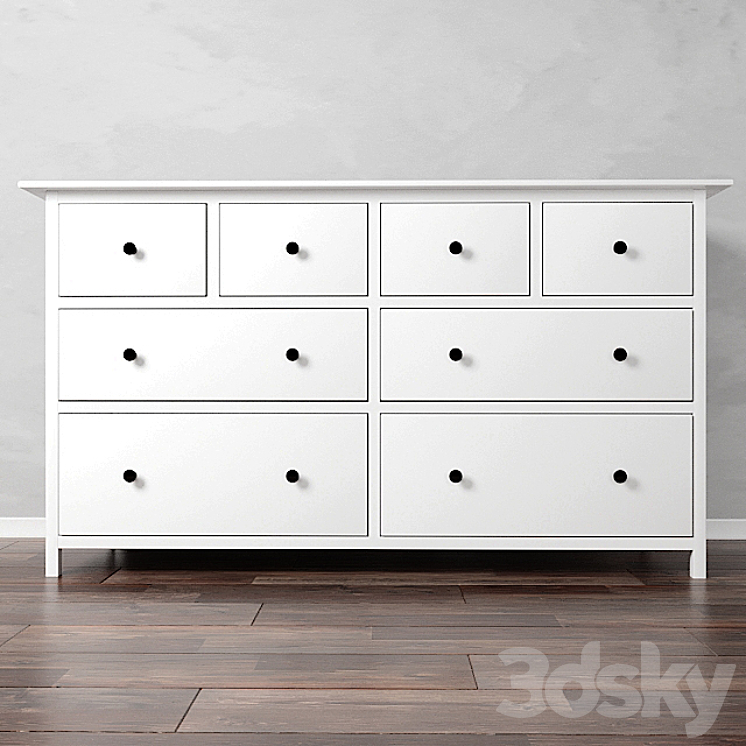 Chest of drawers IKEA HEMNES with 8 drawers 3DS Max - thumbnail 1