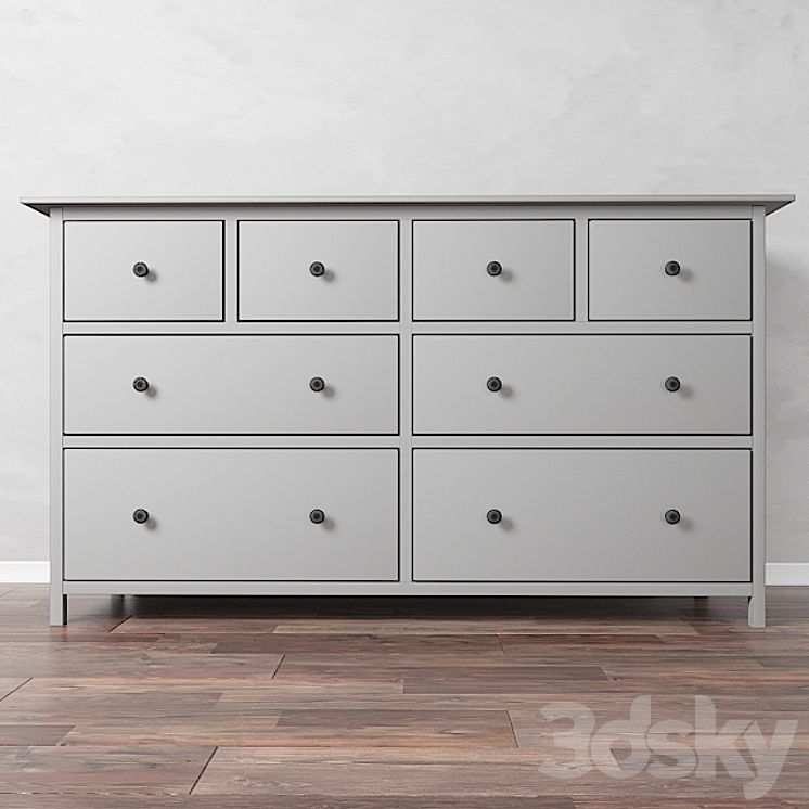 Chest of drawers IKEA HEMNES with 8 drawers 3DS Max - thumbnail 2