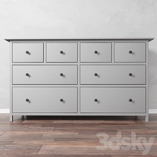 Chest of drawers IKEA HEMNES with 8 drawers 3DSMax File - thumbnail 2