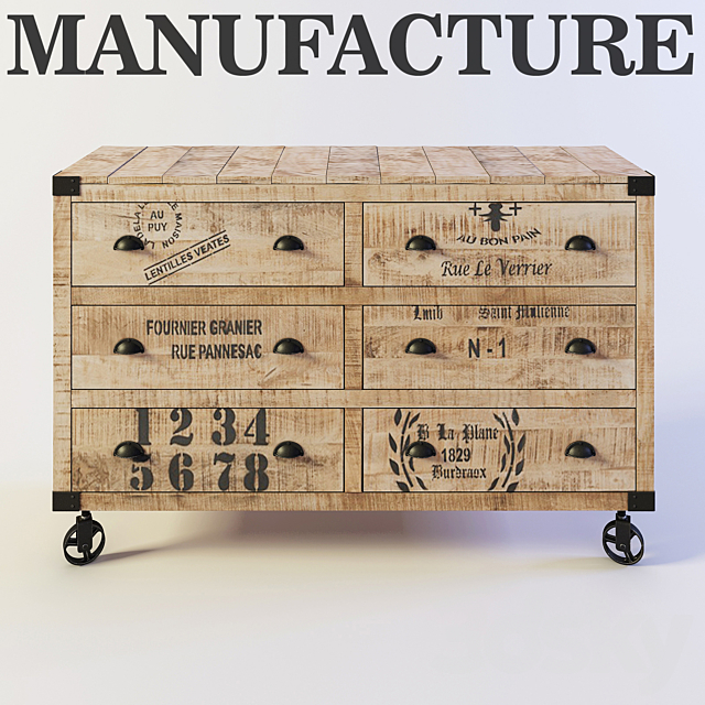 Chest of drawers MANUFACTURE Loft Art 3DSMax File - thumbnail 1