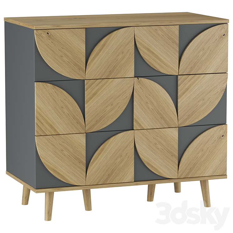 Chest of drawers Modern-1 Gray 3DS Max Model - thumbnail 1