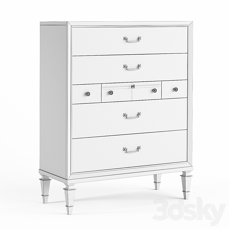 Chest of drawers Pearly White Caracole 3DS Max - thumbnail 2