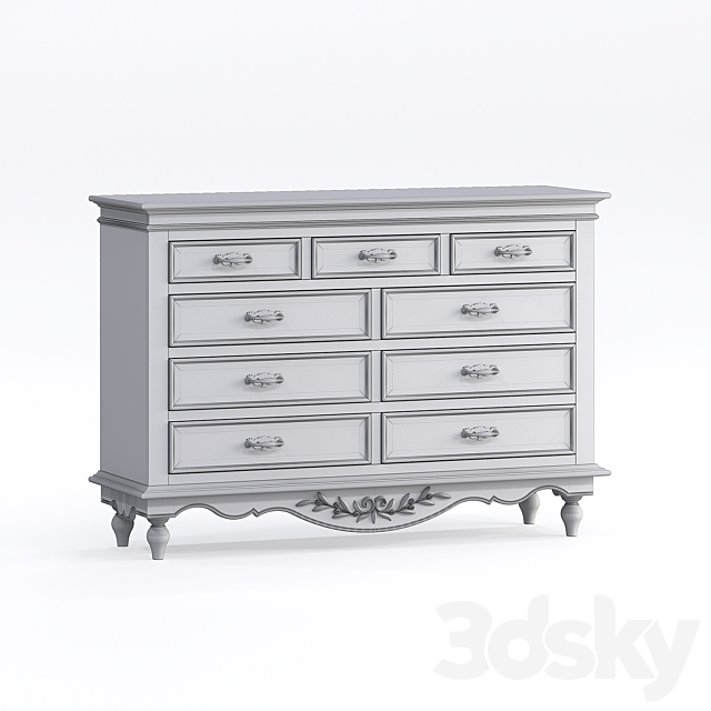 Chest of drawers Provence KMP4 Country Style 3DS Max Model - thumbnail 2