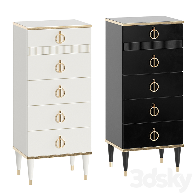 Chest of drawers Rimini Solo narrow with bar 3DS Max - thumbnail 1