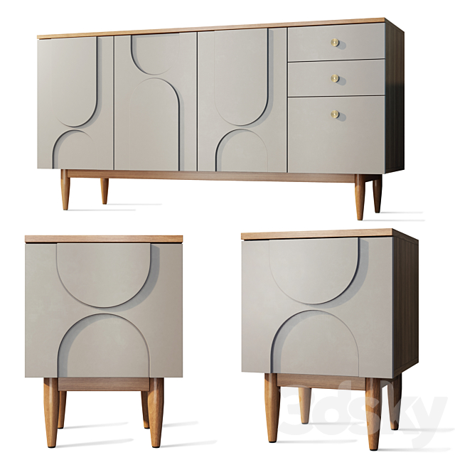 Chest of drawers sideboard bedside table Arka Etagerca Shelf 3ds Max - thumbnail 1