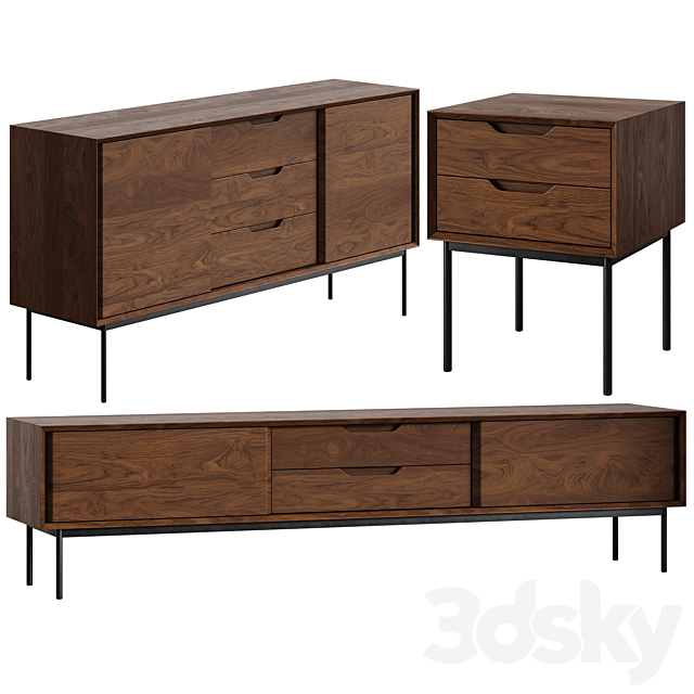 Chest of drawers TV stand bedside table La Redoute Noyeto 3ds Max - thumbnail 2