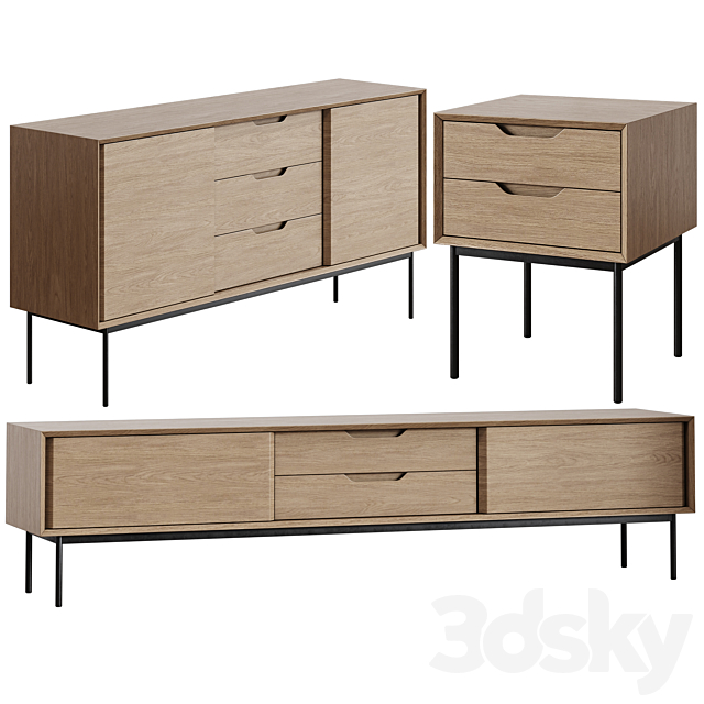 Chest of drawers TV stand bedside table La Redoute Noyeto 3ds Max - thumbnail 3