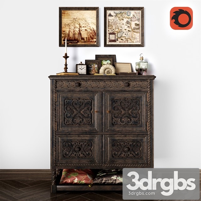 Chest of drawers winter white antique cabinet 2 3dsmax Download - thumbnail 1