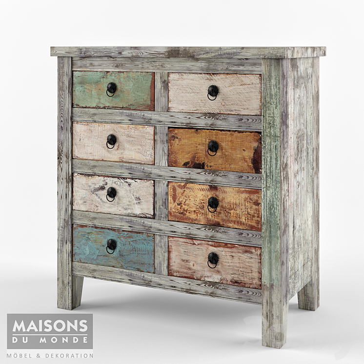 Chest reconstituted wood Maisons du Monde Calanque 3DS Max - thumbnail 1