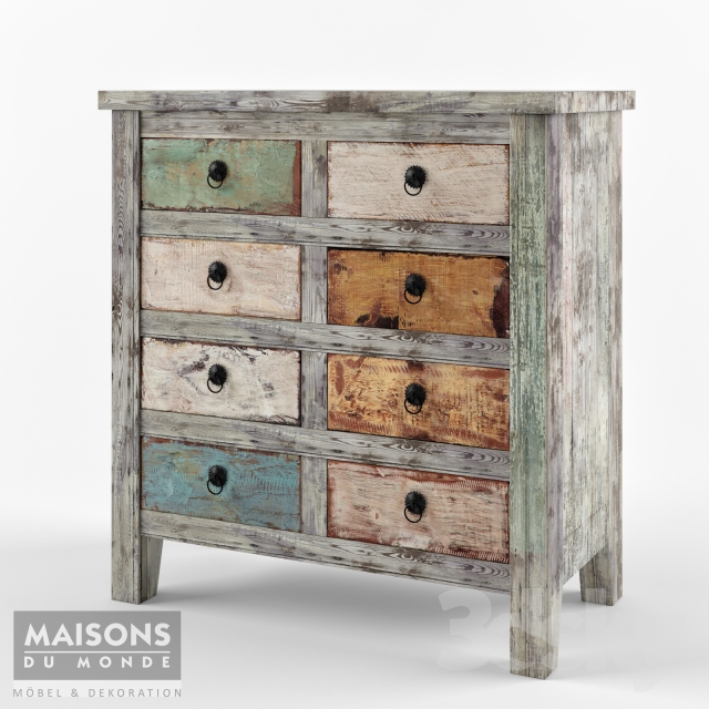 Chest reconstituted wood Maisons du Monde Calanque 3DS Max - thumbnail 3