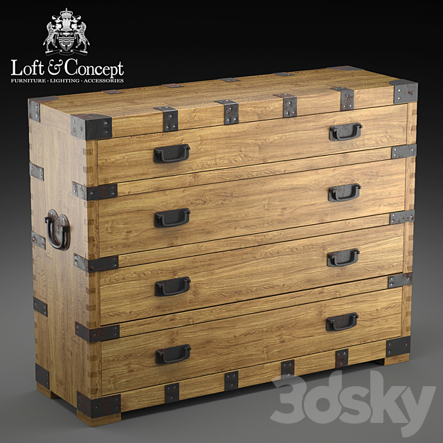 CHEST VINTAGE ANTIQUE OAK 3DSMax File - thumbnail 1