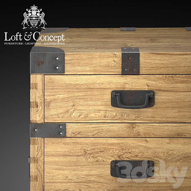 CHEST VINTAGE ANTIQUE OAK 3DSMax File - thumbnail 2