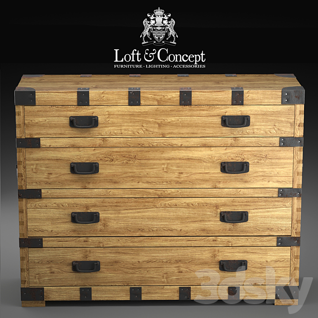 CHEST VINTAGE ANTIQUE OAK 3DSMax File - thumbnail 3