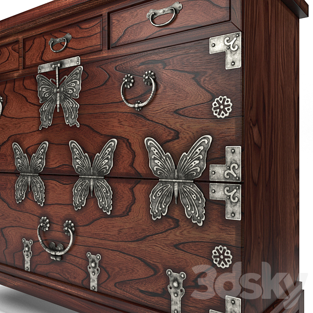 CHINOISERIE_CHEST _OF_DRAWERS_BUTTERFLY 3DS Max Model - thumbnail 2