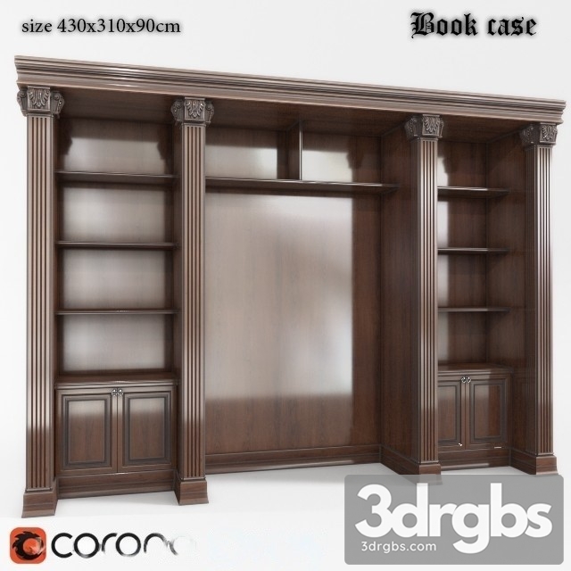 Classic Bookcase 3dsmax Download - thumbnail 1